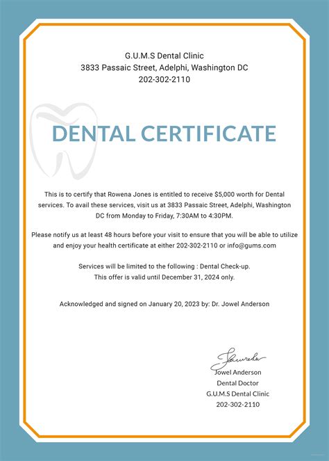 Download Dentist Work Experience Certificate Format Pdfslibforme 
