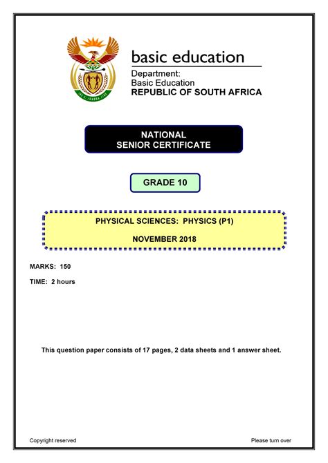 Download Department Paper Mpumalanga Physical Science Controlled Test March 
