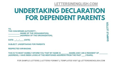 dependent letter sample for parents