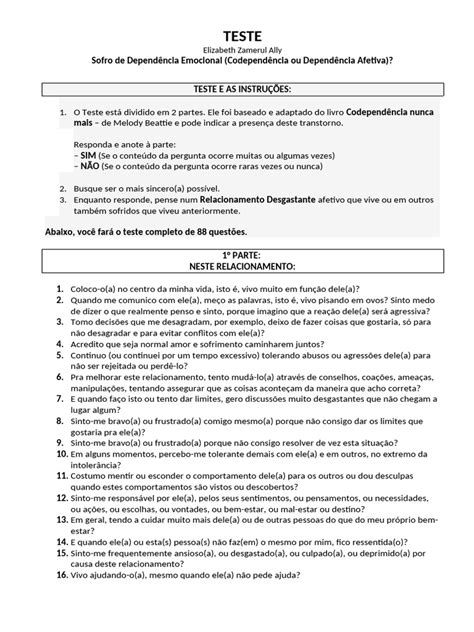 Dependência Emocional Teste