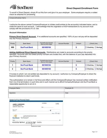 deposit slip suntrust
