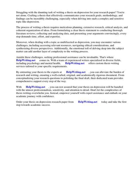 Depression Research Paper Thesis