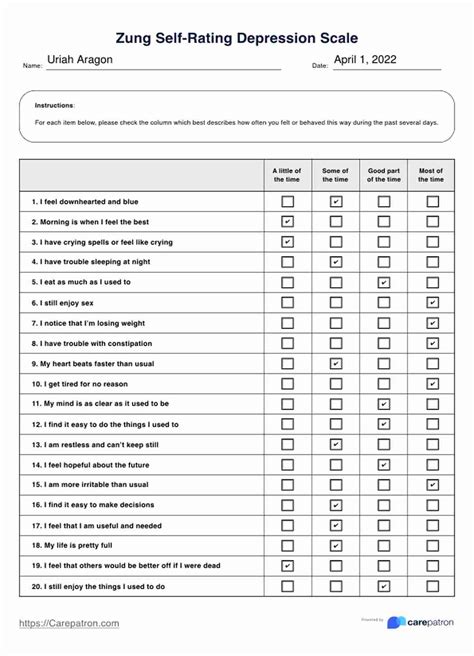 Depression Self Rating Scale For Children Instructions
