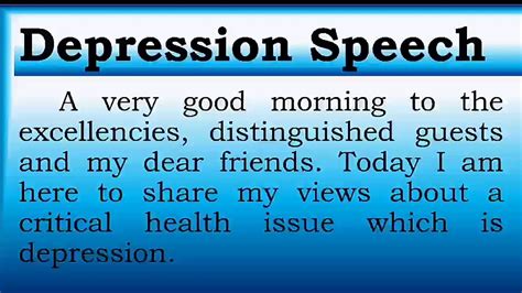depression speech visual aids