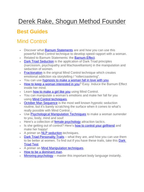 Derek Rake Guide