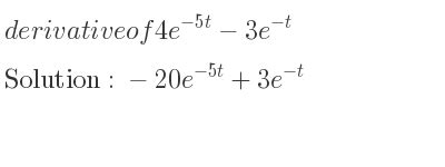 derivative of 4e^-5t - Symbolab