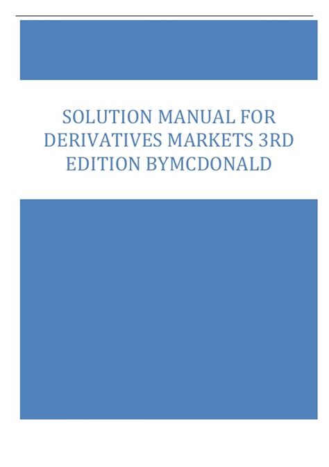 Download Derivatives Markets Mcdonald Solutions Manual Pdf 