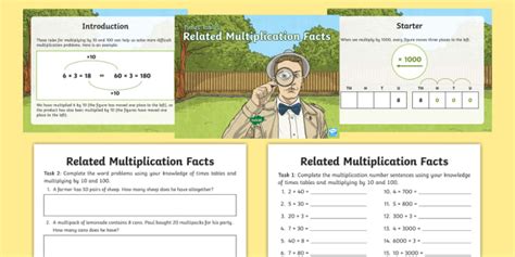 Deriving Related Multiplication Facts Powerpoint Task Setter With Related Multiplication Facts Worksheet - Related Multiplication Facts Worksheet