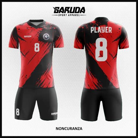 Desain Baju Futsal Terbaru Noncuranza Merah Hitam Garuda Baju Futsal - Baju Futsal