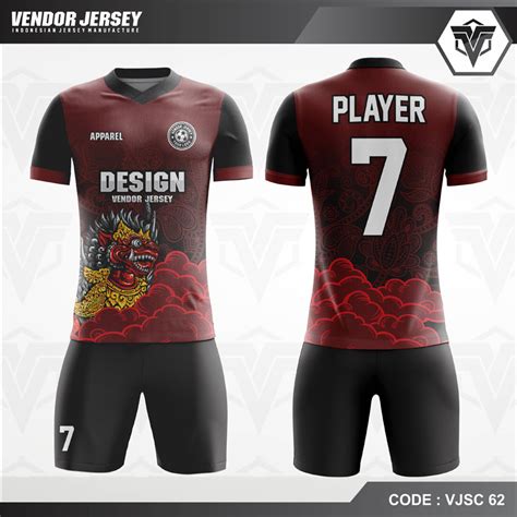 Desain Jersey Futsal Motif Animasi Wayang Warna Merah Desain Baju Futsal Terbaru - Desain Baju Futsal Terbaru