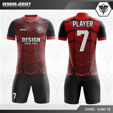 Desain Kaos Futsal Warna Merah Hitam Modern Vendorjersey Desain Kaos Futsal - Desain Kaos Futsal