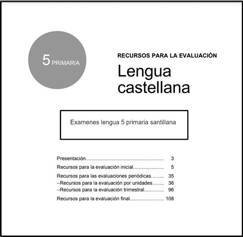 Descarga exámenes de Lengua Santillana 4º de Primaria en PDF