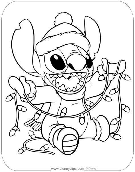 ¡Descarga páginas para colorear de Stitch navideño GRATIS!