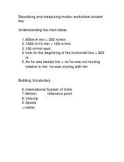describing and measuring motion answer key