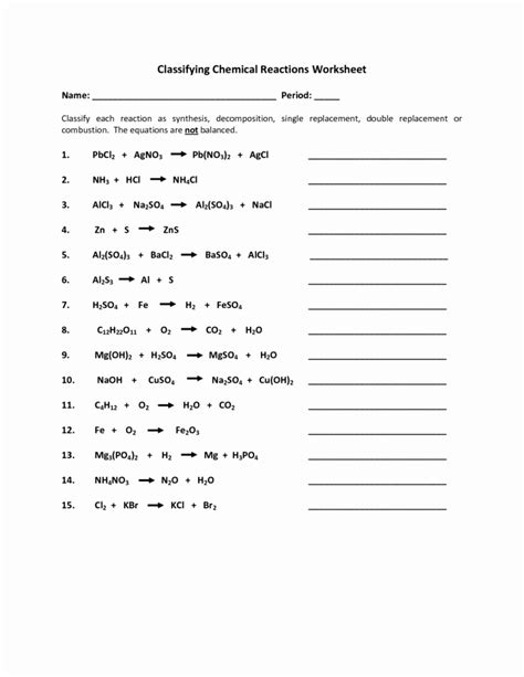 describing chemical reactions practice problems answer key