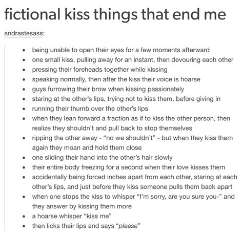 describing kissing someone in text writing