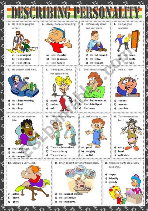 Describing People And Personality Worksheets Printable Exercises Pdf Describe Characters Worksheet 1st Grade - Describe Characters Worksheet 1st Grade