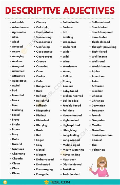 Descriptive Adjectives Usage List Examples Amp Exercises Lillypad Descriptive Words For Writing - Descriptive Words For Writing