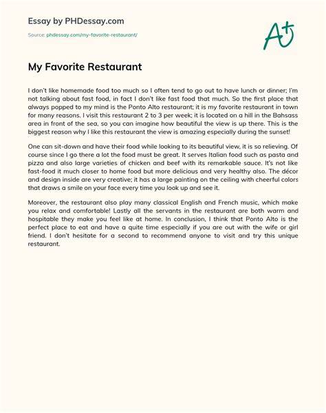 descriptive essay about favorite restaurant