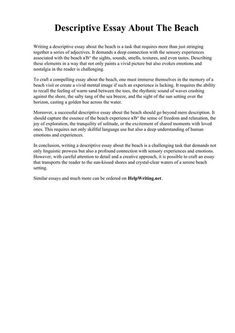 descriptive essay about the beach