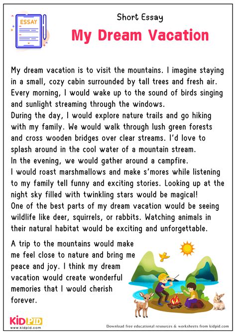 Descriptive Paragraph A Previous Vacation For Example