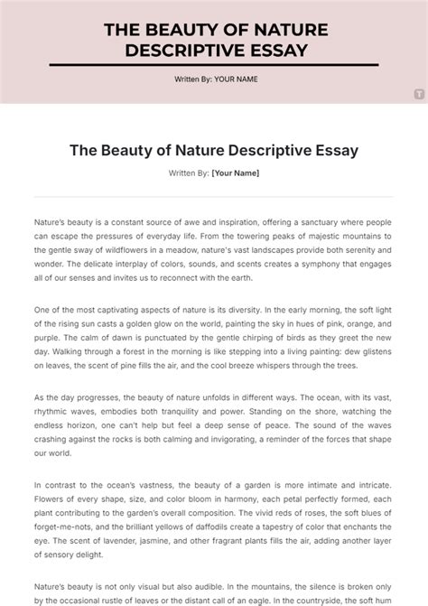 Descriptive Paragraph About Nature