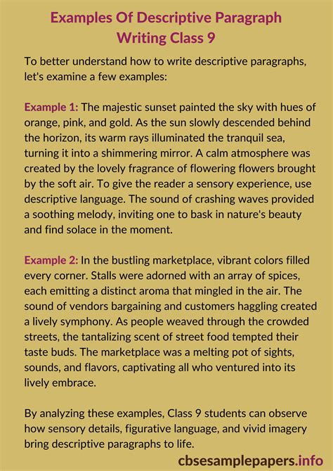 Descriptive Paragraph For Class 9