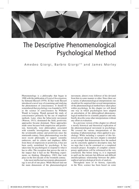 Descriptive Phenomenological Psychological Method An Example
