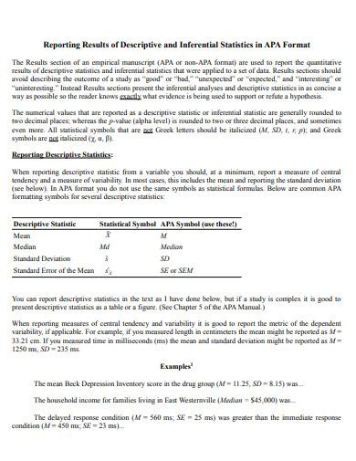 Descriptive Statistics Apa Style