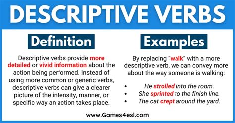 Descriptive Verbs And Vivid Verbs Games4esl Vivid Words For Writing - Vivid Words For Writing
