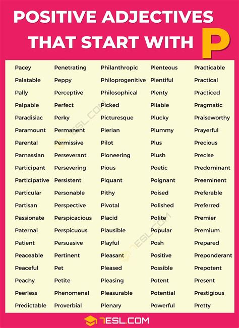 Descriptive Words Beginning With P   Exploring Descriptive Language Adjectives That Start With - Descriptive Words Beginning With P