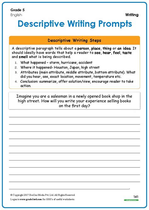 Descriptive Writing Prompt Worksheet Education Com 2nd Grade Descriptive Writing Prompts - 2nd Grade Descriptive Writing Prompts
