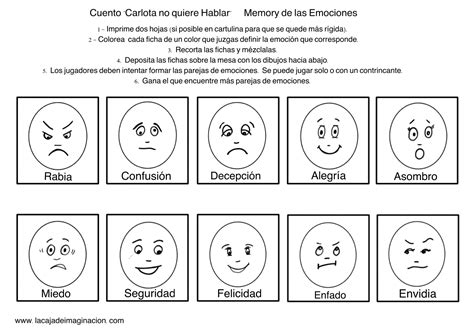Descubre 10 caras emociones para imprimir y colorear en casa