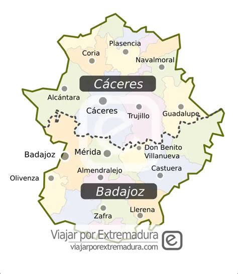 Descubre el mapa de Cáceres y Badajoz: ciudades, carreteras y lugares de interés