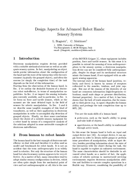 Design Aspects For Advanced Robot Hands