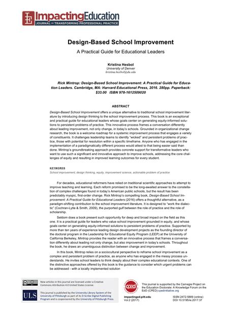 Design Based School Improvement A Practical Guide
