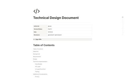 Design Document Template For Web Application
