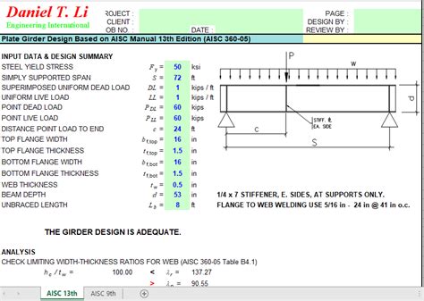 design of plate girder aisc