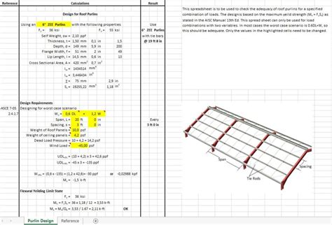 Design Of Purlins Spreadsheet