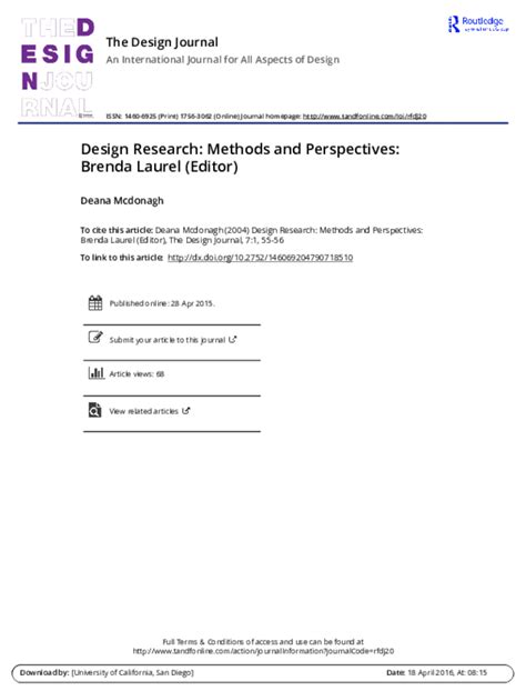 Design Research Methods And Perspectives