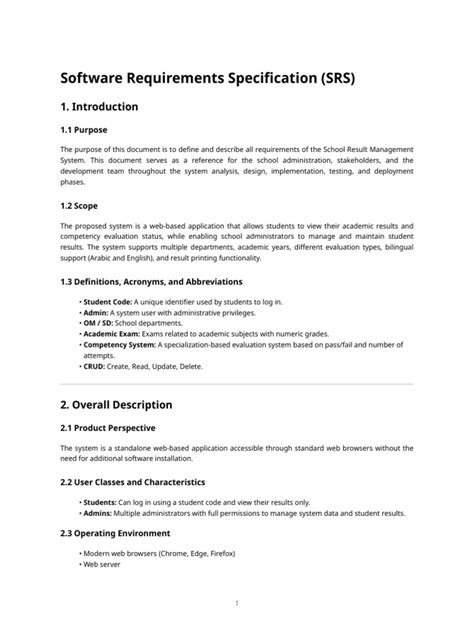 design srs for school management system