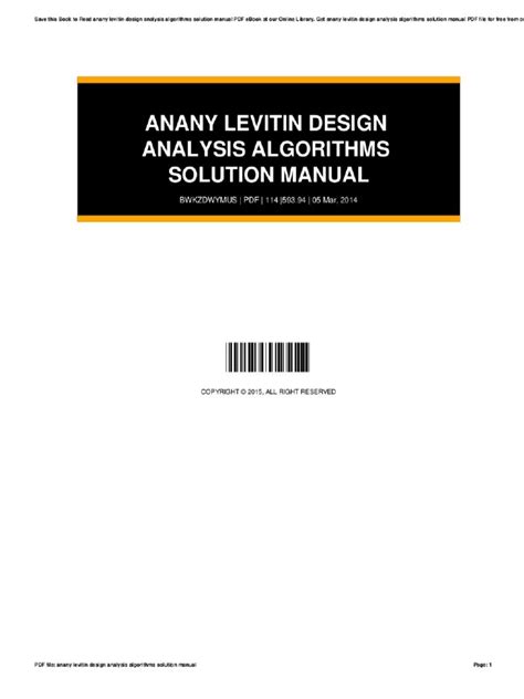 Full Download Design Analysis Algorithms Levitin Solution 