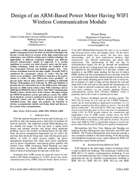 Read Online Design Of An Arm Based Power Meter Having Wifi Wireless 