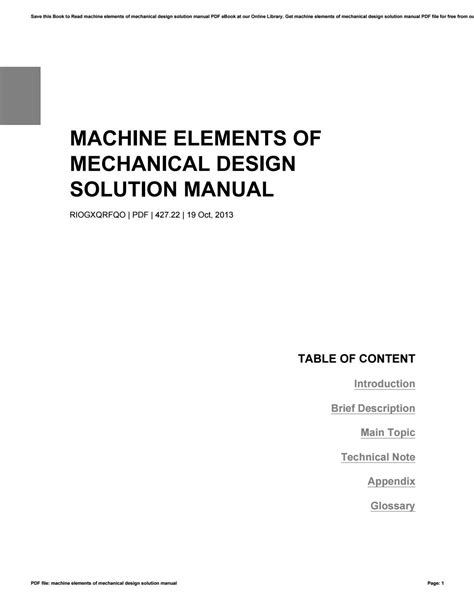 Download Design Of Machine Elements 8Th Edition Solution Manual 