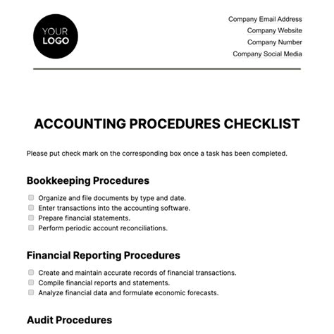 Desktop Procedures Form Accounting And Financial Reporting