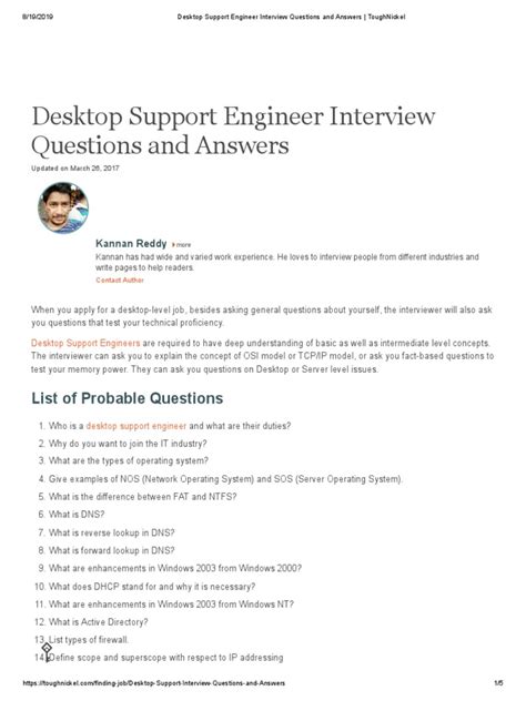 Desktop Support Engineer Interview Questions