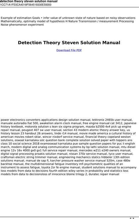 Download Detection Theory Steven Solution Manual 