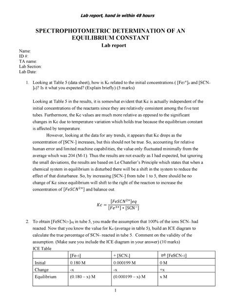 Read Online Determination Of Equilibrium Constant Lab Report Answers 