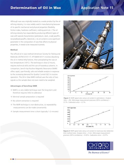 Read Determination Of Wax Content In Oils Application Note 12 
