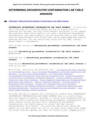 Determining Groundwater Contamination Lab Table Answers